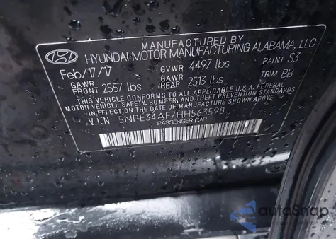 2017 Hyundai Sonata Limited z USA, uszkodzony, nr VIN 5NPE34AF7HH563598